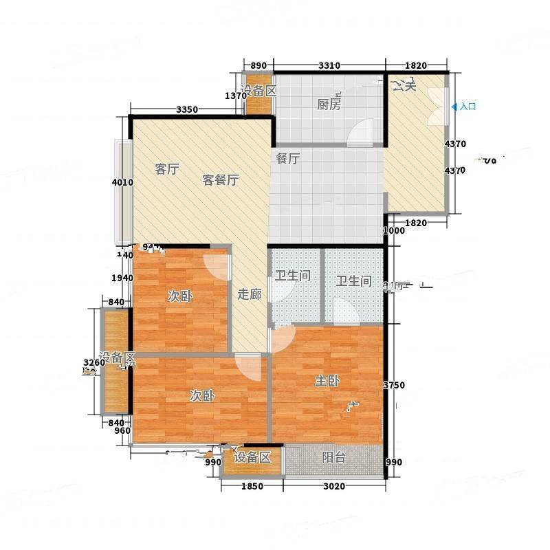 龙麒苑3室0厅0卫122㎡户型图