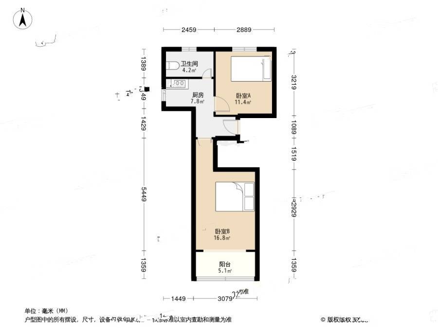 石油新村(虹口)2室0厅1卫46.2㎡户型图