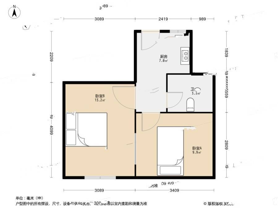 友联大楼2室0厅1卫48.3㎡户型图