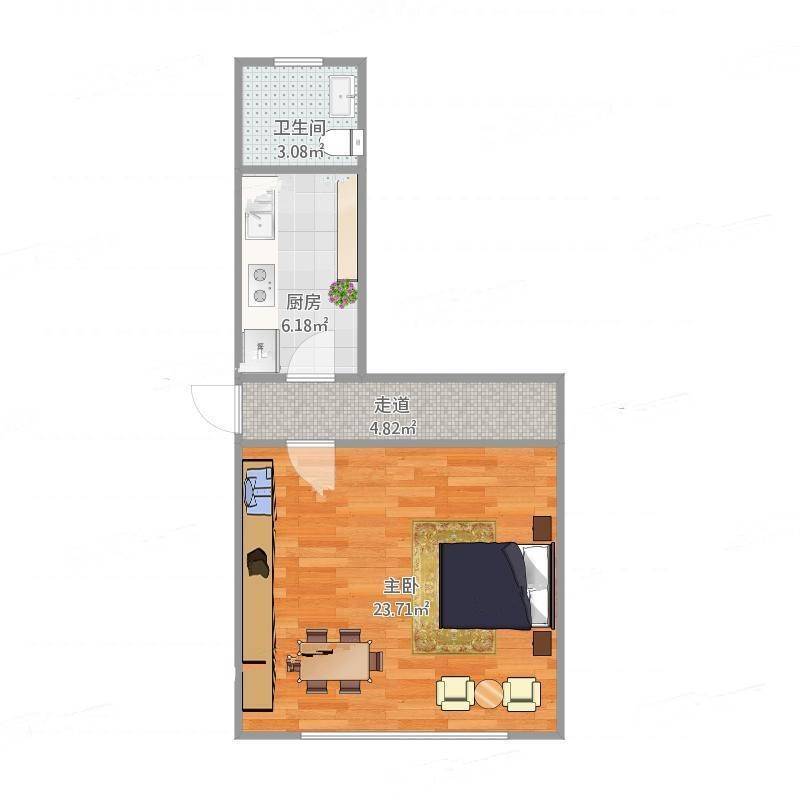 鞍山五村1室0厅0卫51㎡户型图