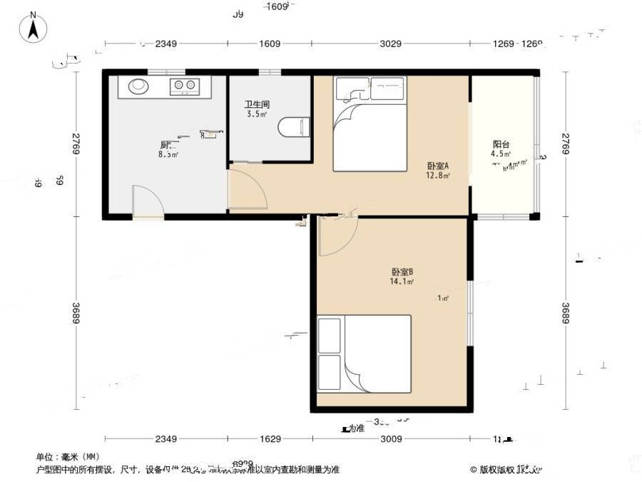 沈家桥小区2室0厅1卫43.2㎡户型图