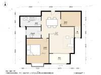 三湘四季花城2室2厅1卫76㎡户型图