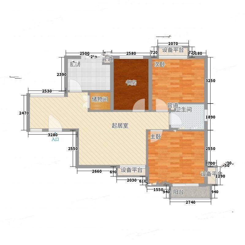 上域逸庭苑3室0厅0卫88㎡户型图