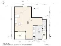 海派青城1室1厅1卫44.5㎡户型图
