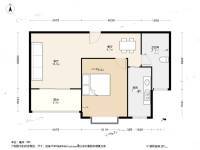 绿洲花园1室2厅1卫65.5㎡户型图