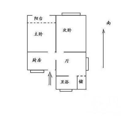 万昇家园1室2厅1卫69㎡户型图