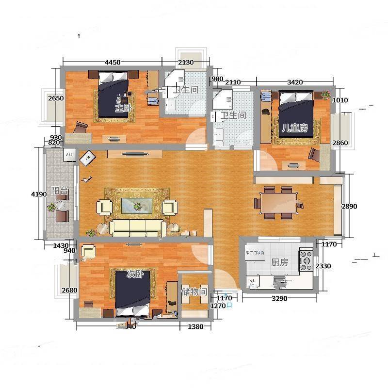 裕鸿佳苑3室0厅0卫138㎡户型图