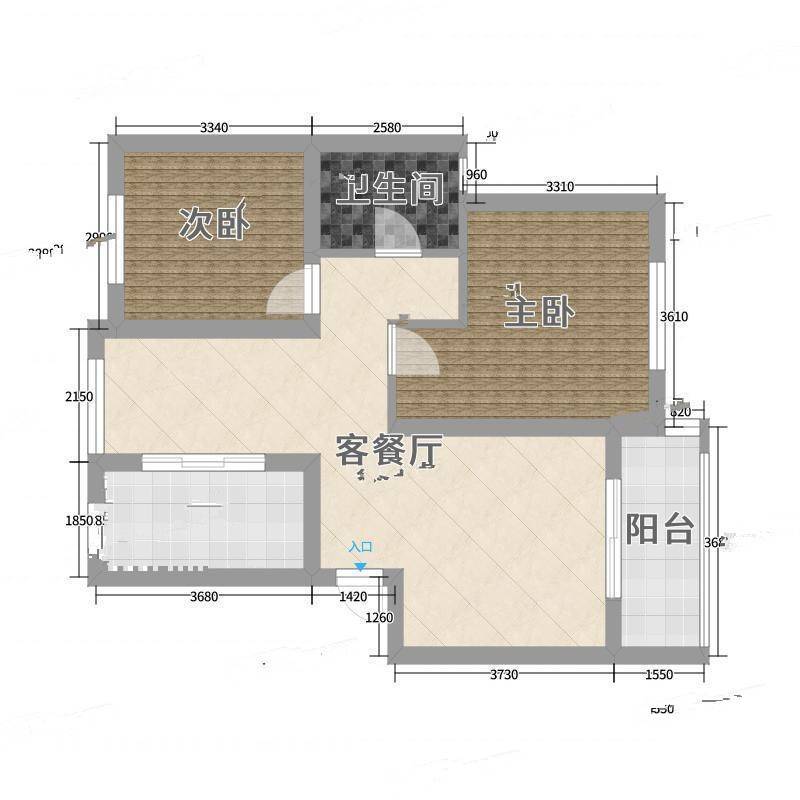 崇明新城明珠花苑2室0厅0卫76㎡户型图