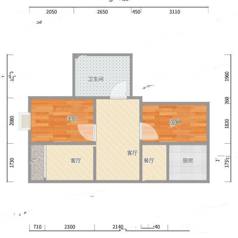 崇明新城明珠花苑2室0厅0卫45㎡户型图