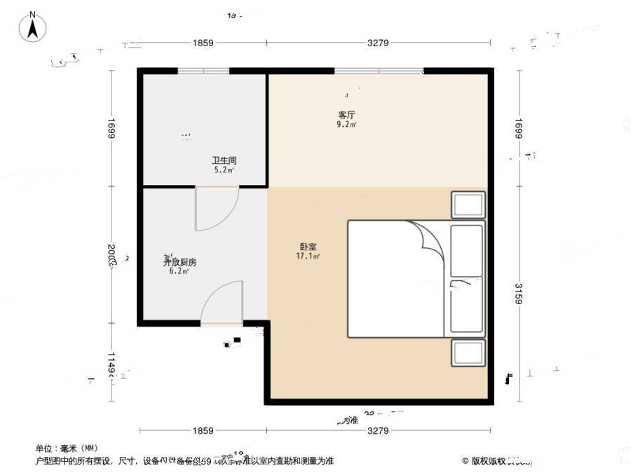 宜川二村1室0厅1卫29.7㎡户型图