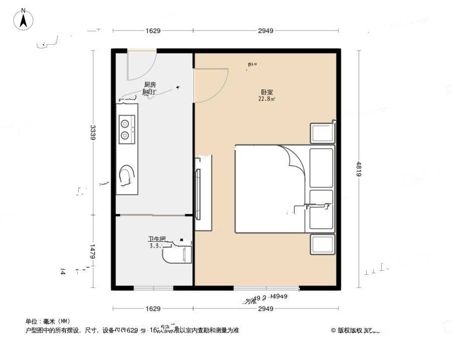 宜川二村1室0厅1卫17.4㎡户型图