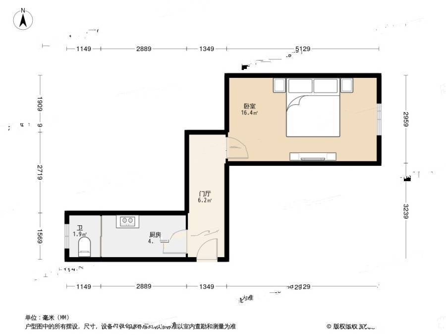 宜川三村1室0厅1卫30.9㎡户型图