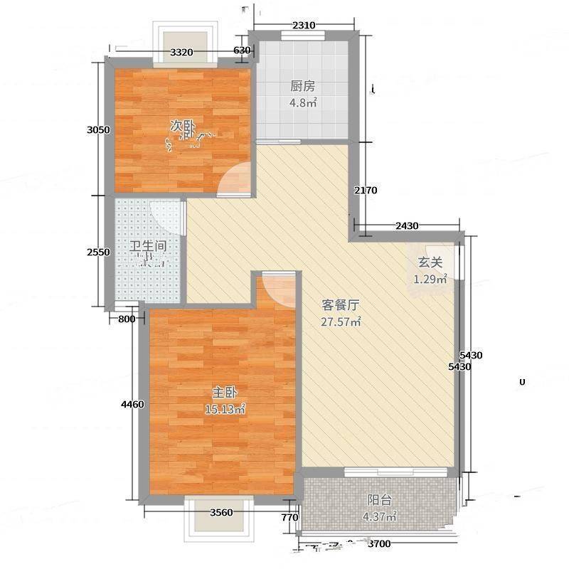 经纬城市绿洲二期2室0厅0卫81㎡户型图