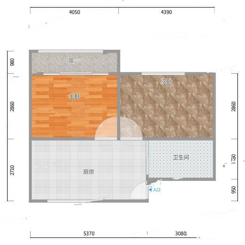 东门路公房2室0厅0卫56㎡户型图