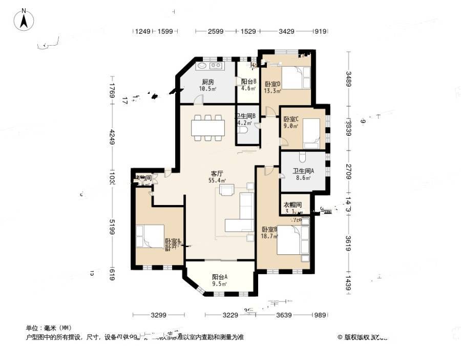 晓园4室2厅2卫182.9㎡户型图