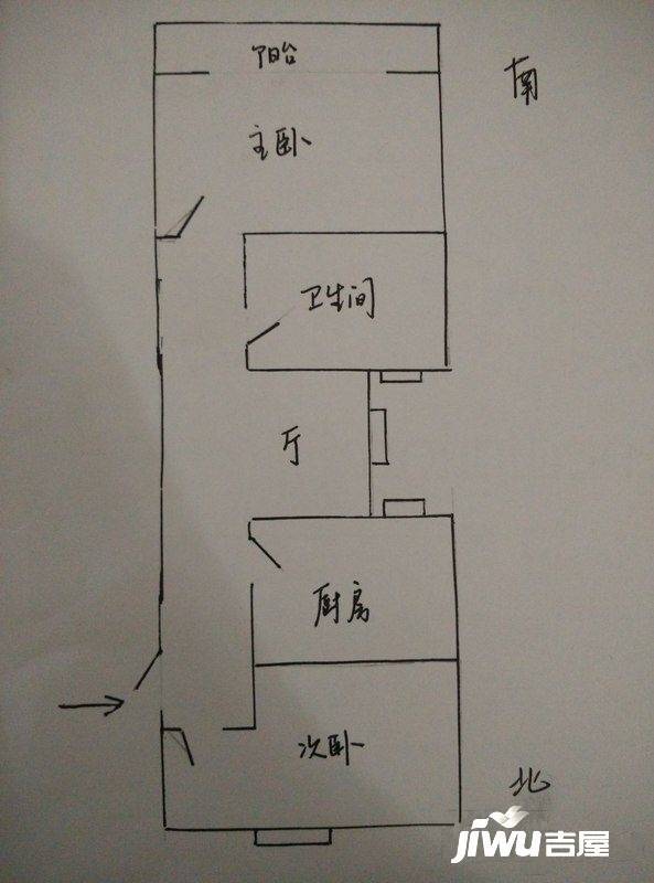 陈家宅2室1厅1卫59㎡户型图