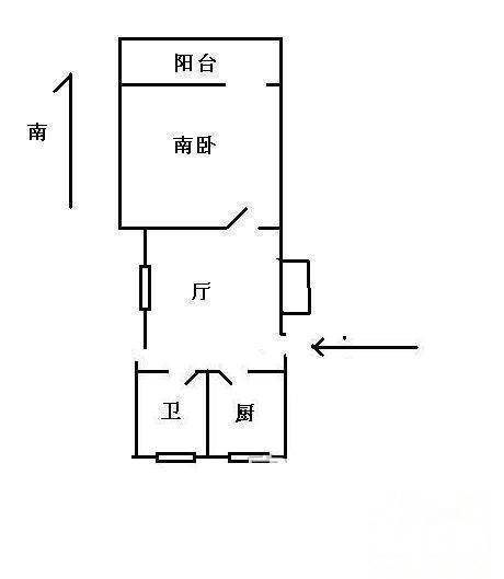 城南居委1室1厅1卫49㎡户型图