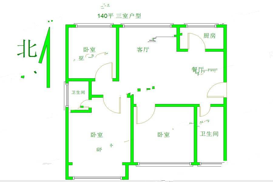 维也纳花园3室2厅1卫100㎡户型图