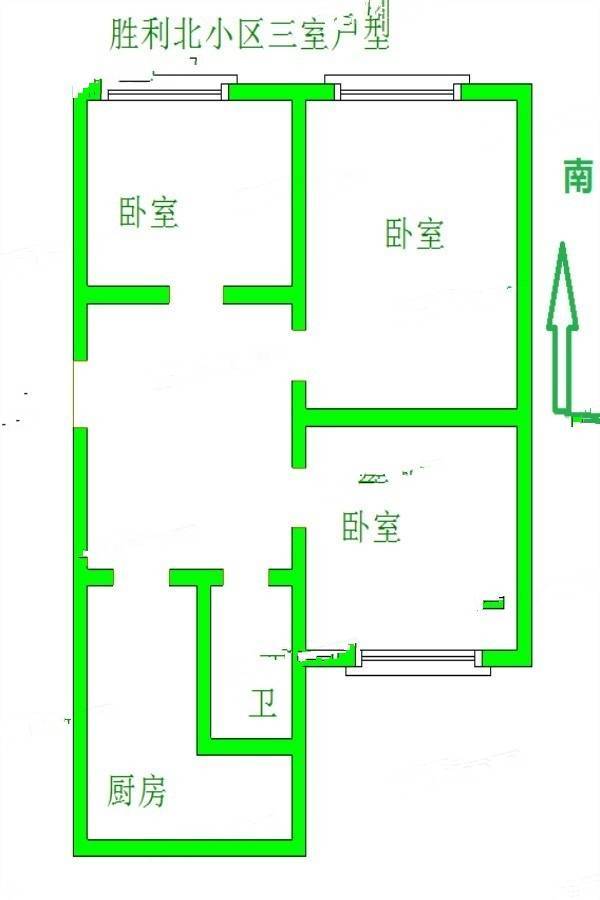 胜利小区3室1厅1卫90㎡户型图