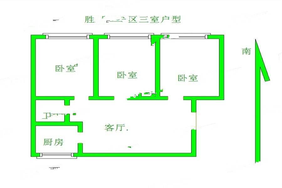 胜利小区3室1厅1卫90㎡户型图