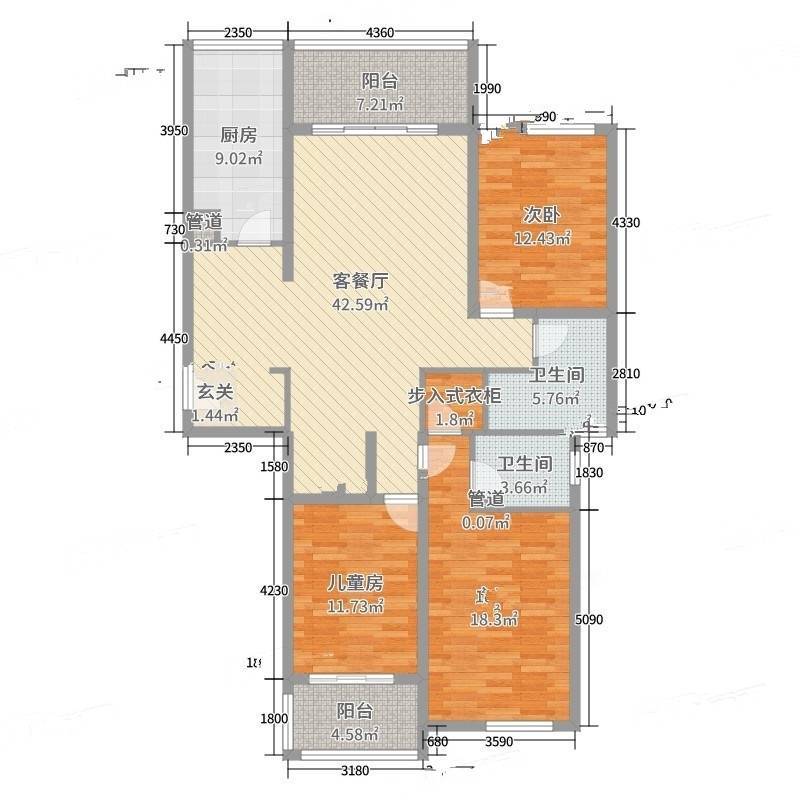 万商华府3室0厅0卫147㎡户型图