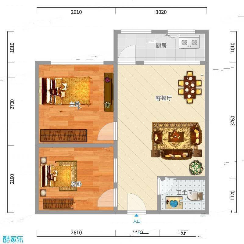 贝村南路2室0厅0卫38㎡户型图