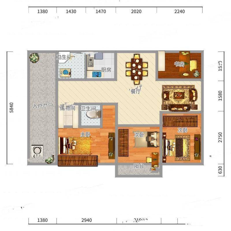 阳光都市公寓4室0厅0卫64㎡户型图