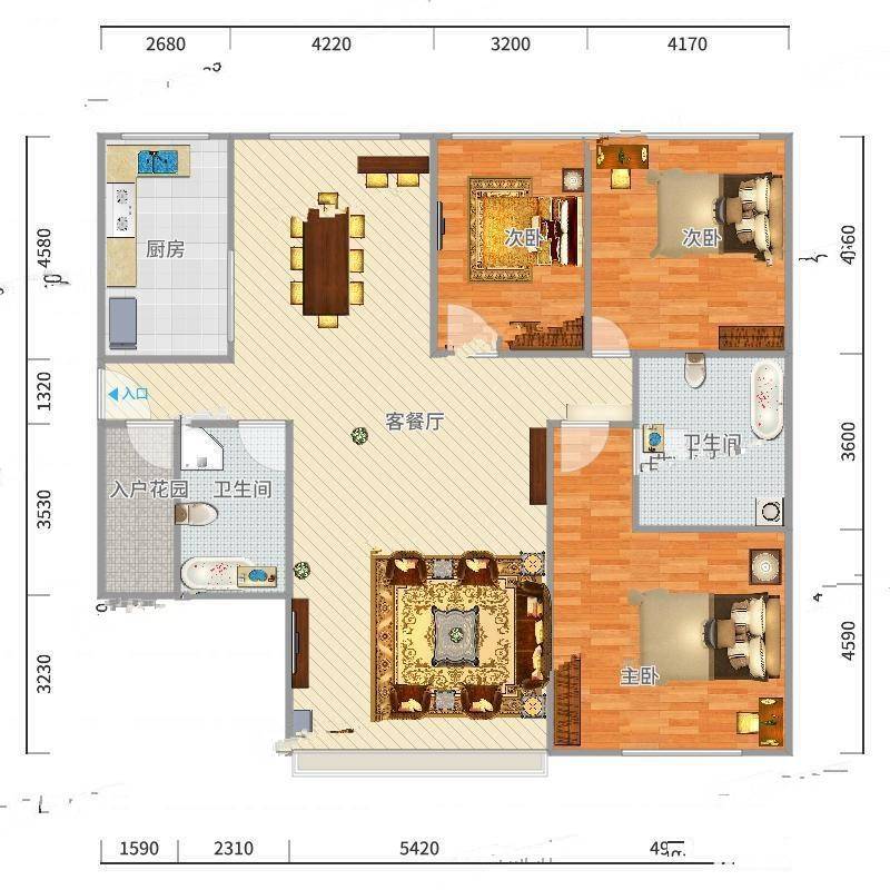 紫竹苑3室0厅0卫210㎡户型图