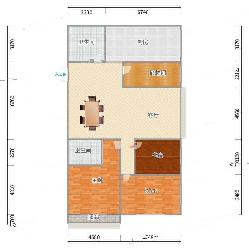 世纪公寓3室0厅0卫212㎡户型图