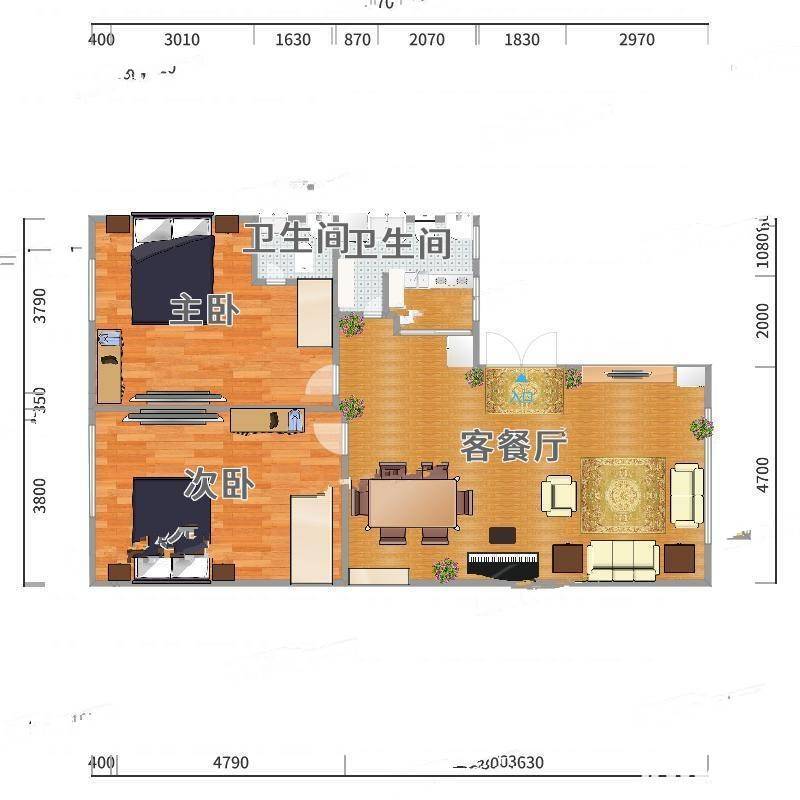 建设二村2室0厅0卫102㎡户型图