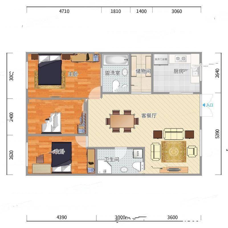 复兴大厦3室0厅0卫110㎡户型图