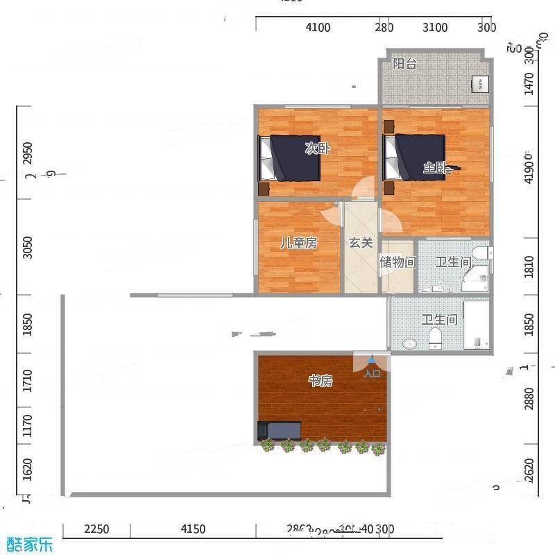 银海大厦4室0厅0卫90㎡户型图