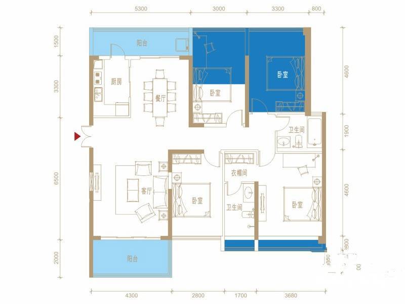 光明大第别墅4室2厅2卫140㎡户型图