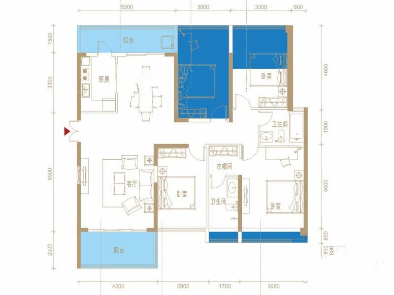 光明大第别墅4室2厅2卫140㎡户型图