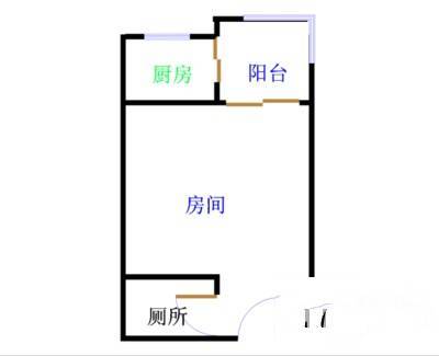 自由1+2公寓1室0厅1卫22㎡户型图