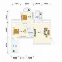 翠岭居2室2厅1卫72㎡户型图
