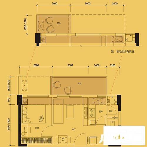 花样年花郡家园1室2厅1卫38.2㎡户型图