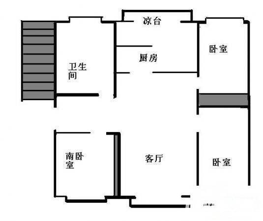四海小区3室2厅1卫72㎡户型图