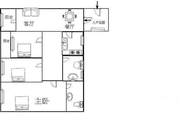 佳兆业可园一期3室2厅2卫110㎡户型图