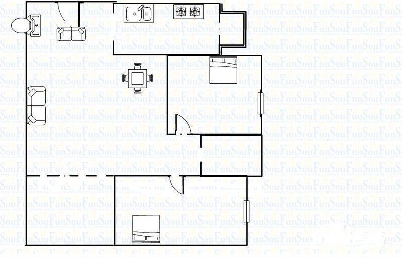 英郡年华一期2室2厅1卫62㎡户型图