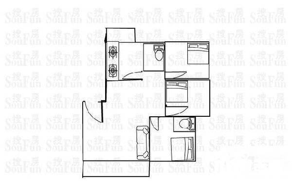 宝龙大厦3室2厅2卫117㎡户型图