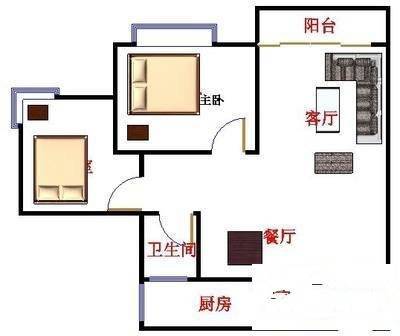 五园季节2室2厅1卫81㎡户型图