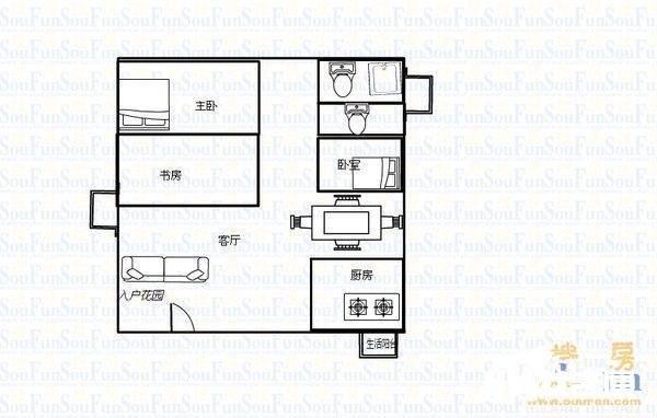 信义锦绣花园二期3室2厅1卫110㎡户型图