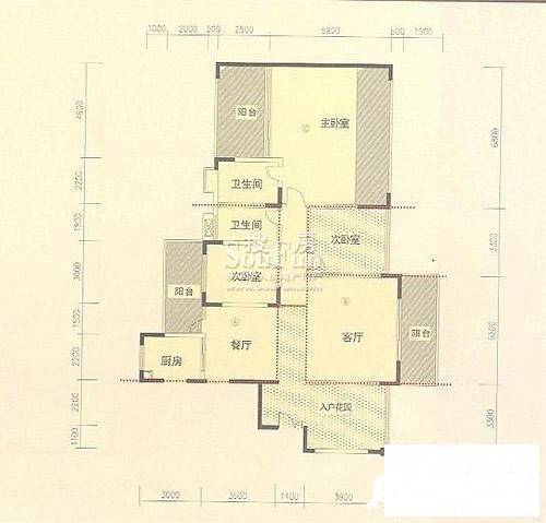 龙城国际二期3室2厅2卫163.9㎡户型图