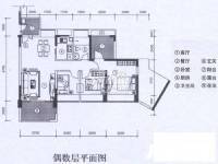 万科第五园景台3室2厅1卫88.8㎡户型图