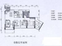 万科第五园景台3室2厅1卫88.8㎡户型图