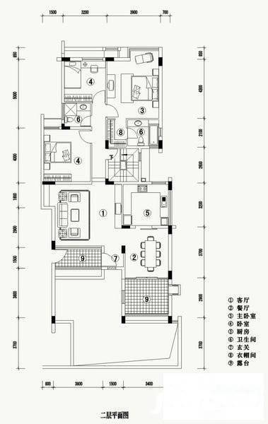 万科第五园景台4室2厅2卫153㎡户型图