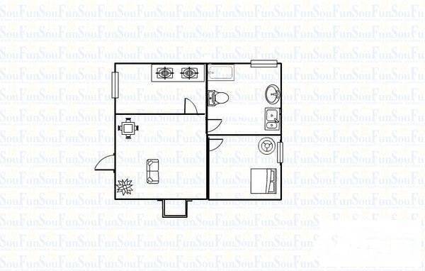 欧景城华庭北区1室1厅1卫30㎡户型图