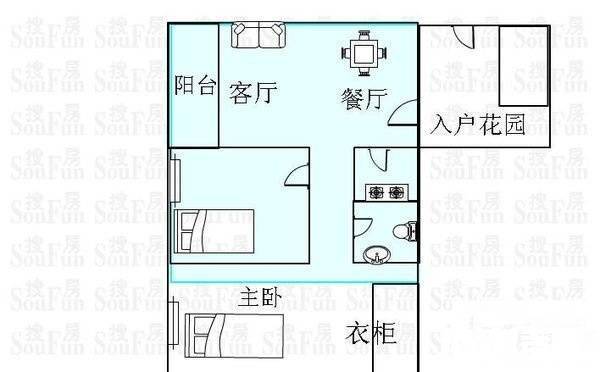 佳兆业可园三期2室1厅1卫74㎡户型图