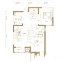 佳兆业可园五期2室2厅1卫75㎡户型图